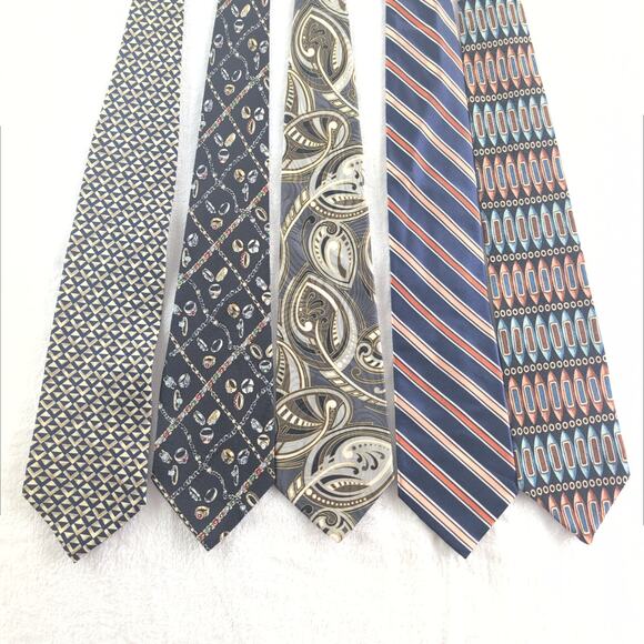Vintage Lot (5) 100% Silk Ties (Italian Silk NWT-Zylos-Surrey-ProntoUomo) - Picture 1 of 6